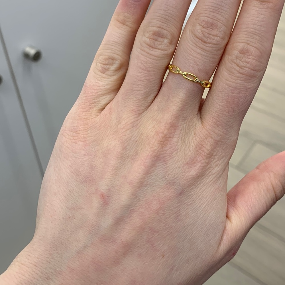 Thin dainty braided chain link ring s925 sterling silver plated gold - Picture 4 of 8